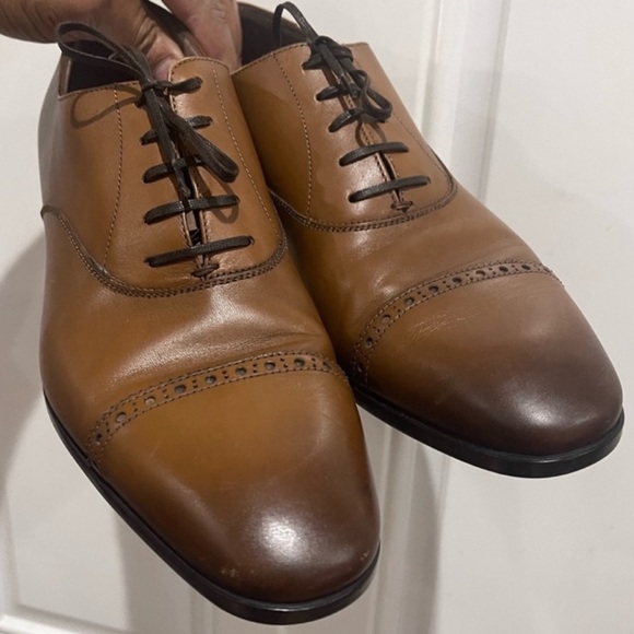 Salvatore Ferragamo Boston Cap Toe Lace Up Dress Shoes Brown Sz 8 E - Picture 7 of 10